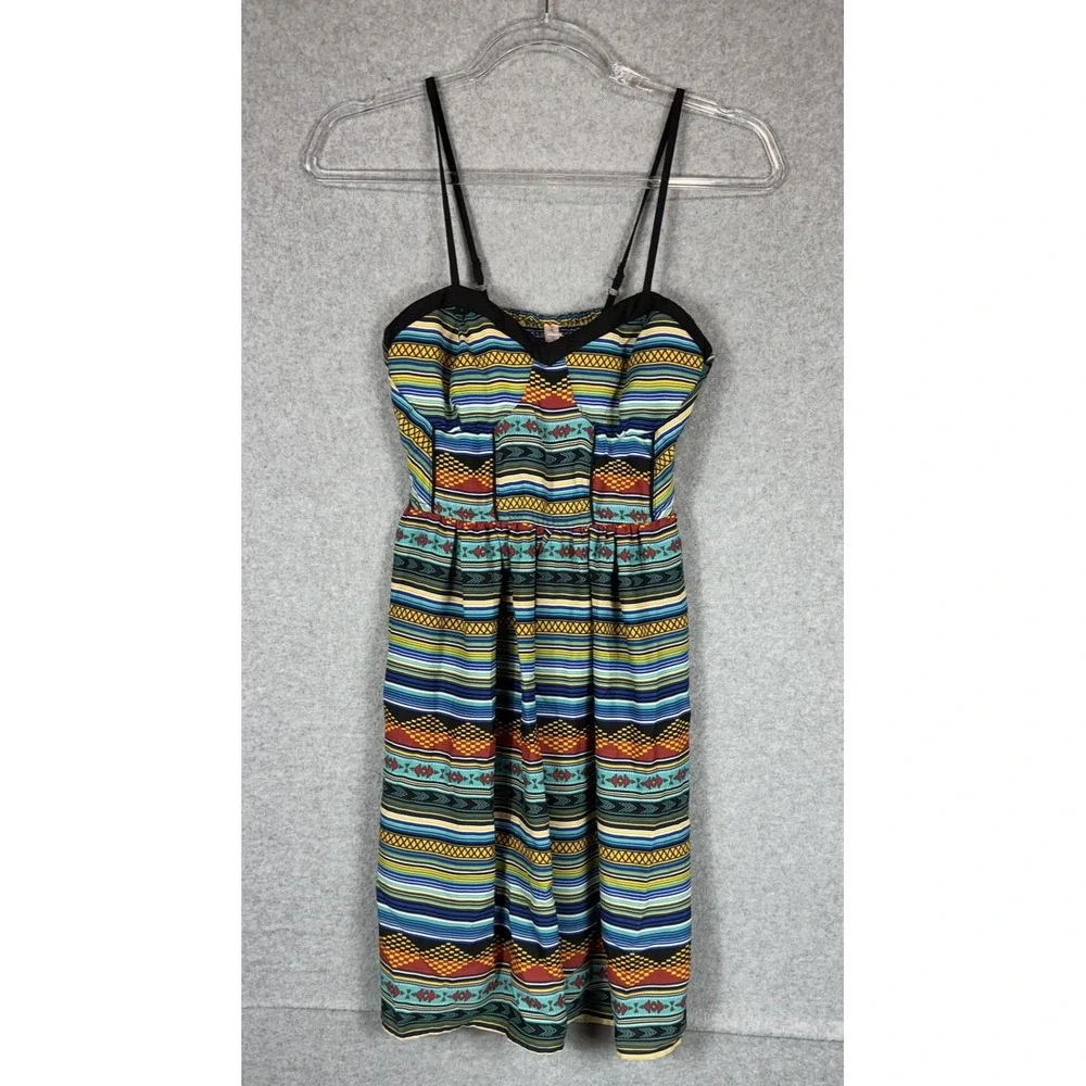 Xhilaration Dress Womens Small Striped Spaghetti Strap Boho Adjustable Sundress